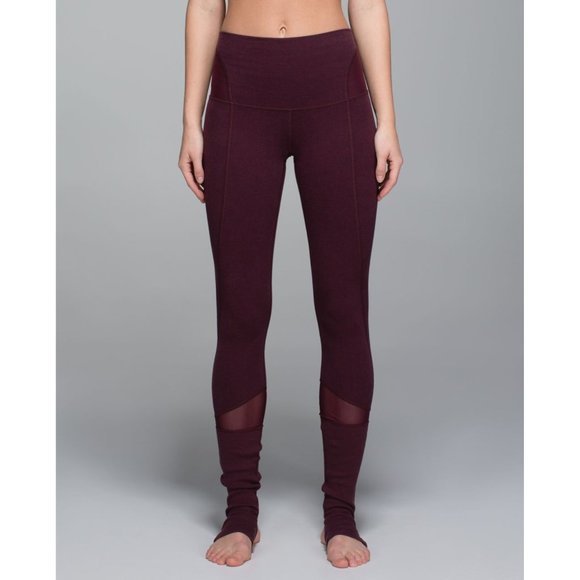 Lululemon Devi Yoga Pant Rare Size 4 Stirrup Legging Heathered Bordeaux